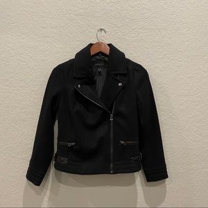 BANANA REPUBLIC black pea coat fabric moto